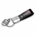 Ipick Image Compatible With Honda Civic Type-r Black Real Leather Strap Chrome Round Hook Metal Key Chain