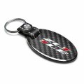 Ipick Image For Chevrolet Camaro Zl1-1le Black Real Carbon Fiber Oval Shape With Leather Strap Key Chain Keychain Official
