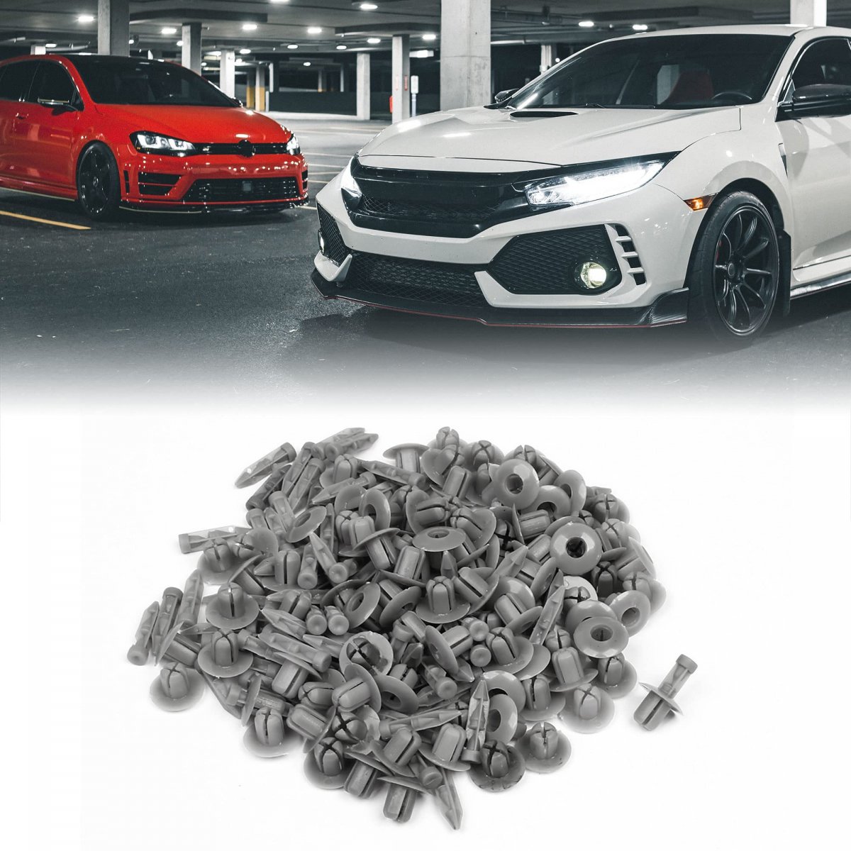 100 Pcs Auto Interior Door Trim Clips Plastic Rivet Fastener Gray 7mm Hole