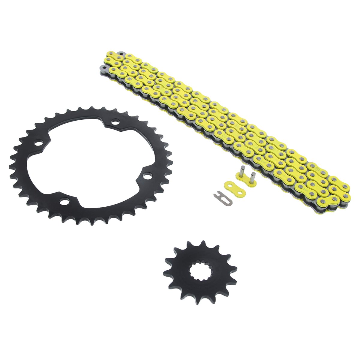 Chain And Sprocket Kit For Yamaha Yfz450 2004 To 2013 520 96 Yellow Non O Ring With 14 Tooth Front 38 Rear Steel