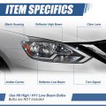 Ni2503244 Factory Style Halogen Headlight Lamp Compatible With Nissanentra S Sv Fe S 2016-2019 Passenger Right Side Black