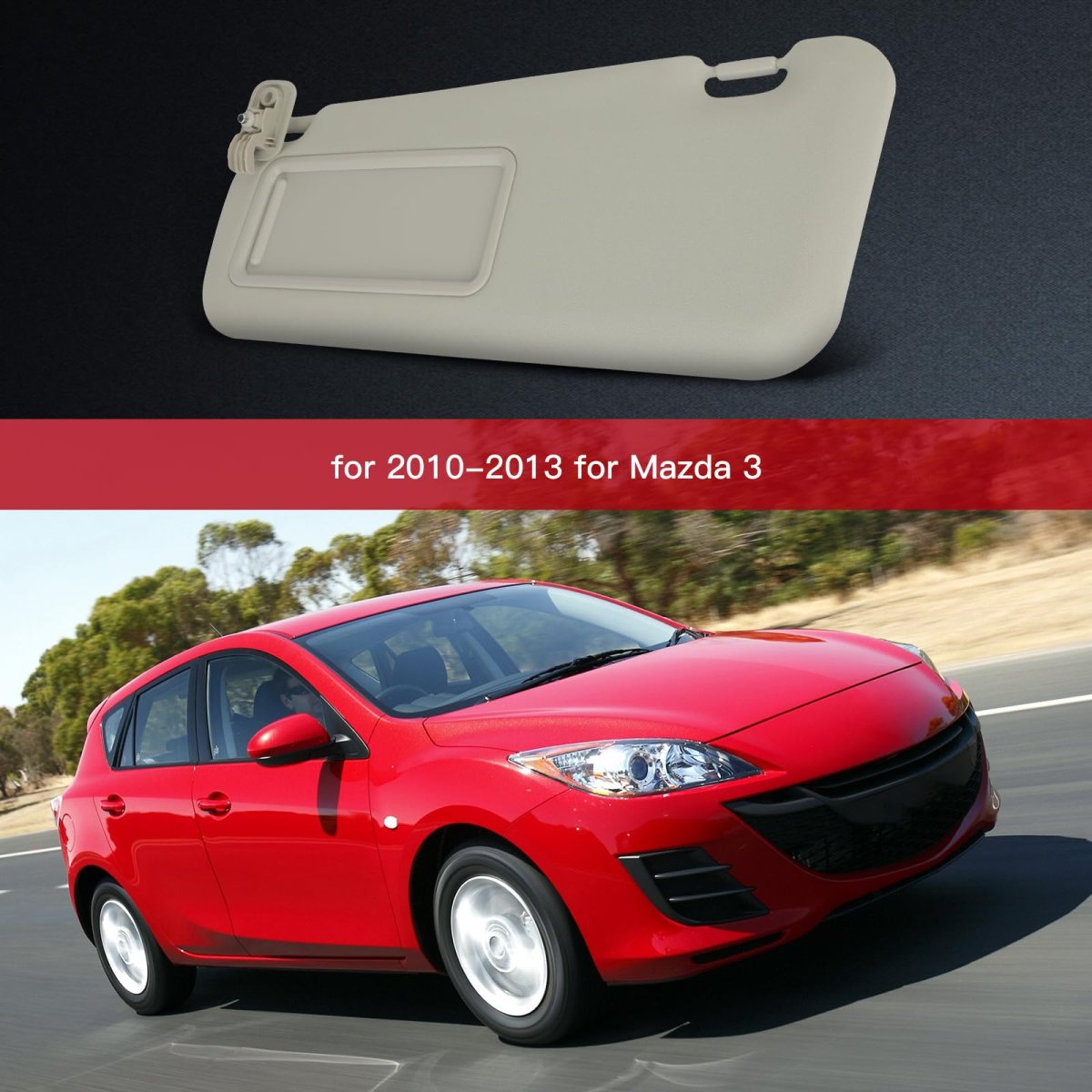 Sun Visor For Mazda 3 2010 2011 2012 2013 Without Sunroof Driver Side Left Replaces Bbm2 69 320c 75 And Bbm3 Gray Adjustable
