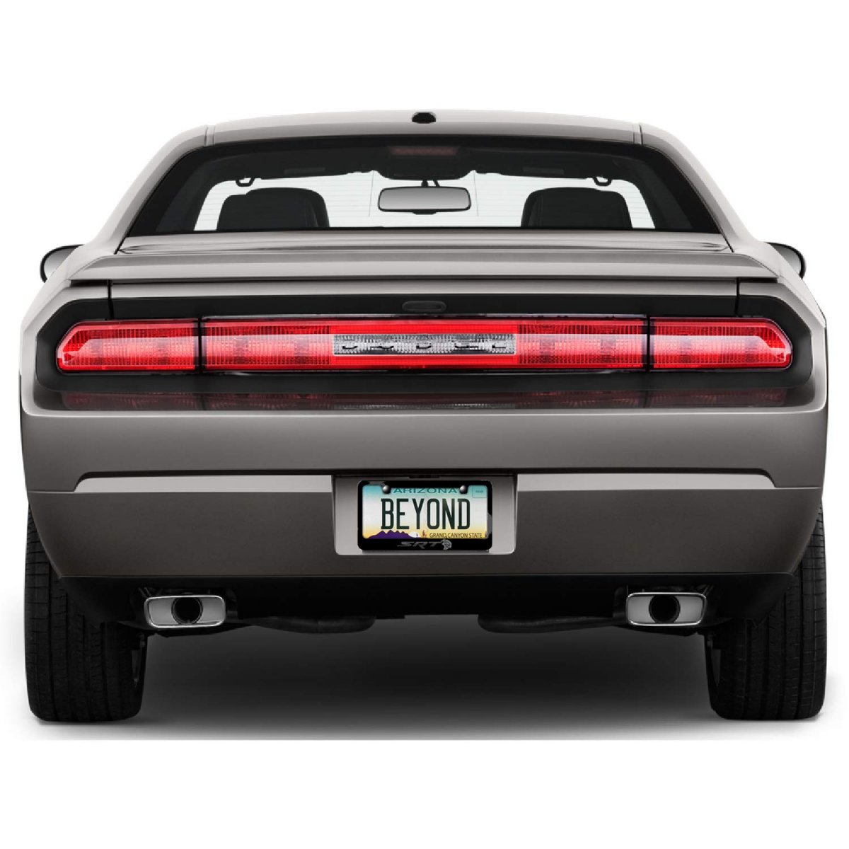 Dodge Srt Hellcat In 3d Dark Gray Letters On Black Metal License Plate Frame
