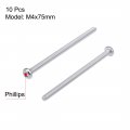 Uxcell M4x75mm Machine Screws Pan Phillips Cross Head Screw 304 Stainless Steel Fasteners Bolts 10pcs