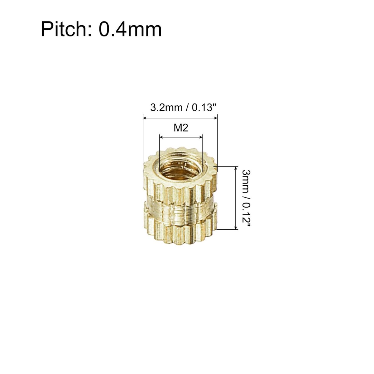 M2 X 3mm L 3 2mm Od Female Thread Brass Knurled Threaded Insert Embedment Nuts 80pcs