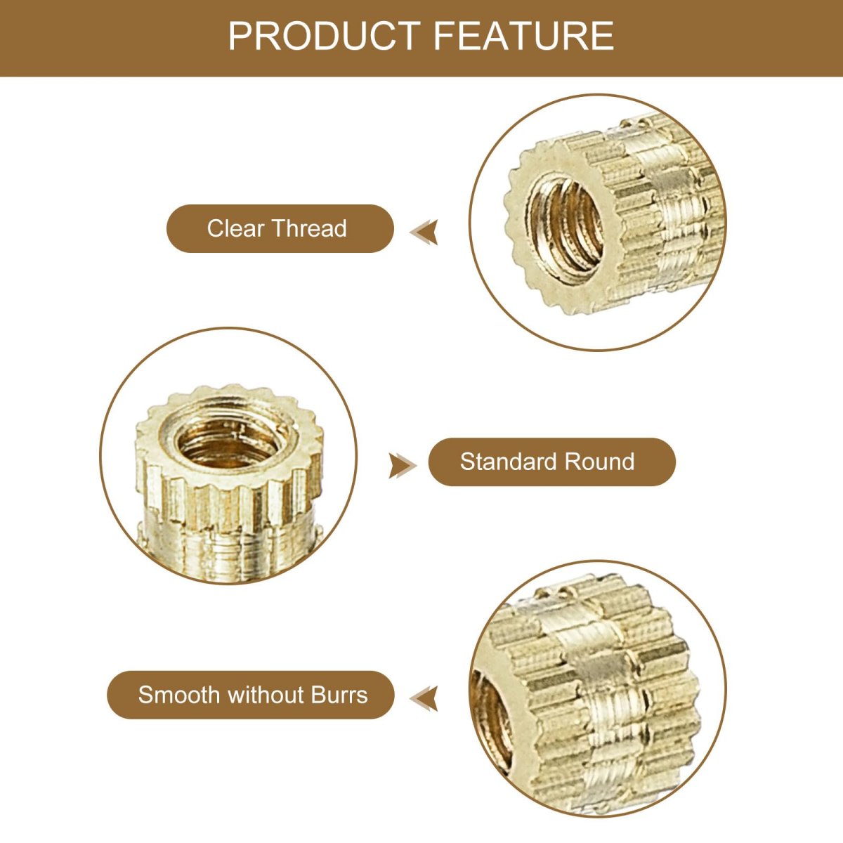 M2 X 3mm L 3 2mm Od Female Thread Brass Knurled Threaded Insert Embedment Nuts 80pcs