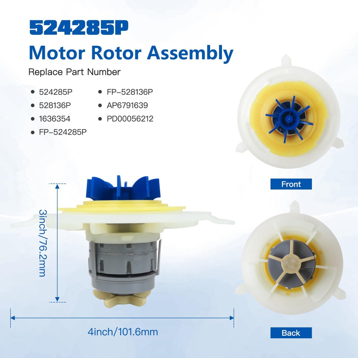 524285p 528136p Motor Rotor Assembly Dishwasher Drawer Pump For Dd24dctb6 Dd24dctw6 Dd24dctx6 Dd24dctx7 Dd24dcw6 Dd24dcx6