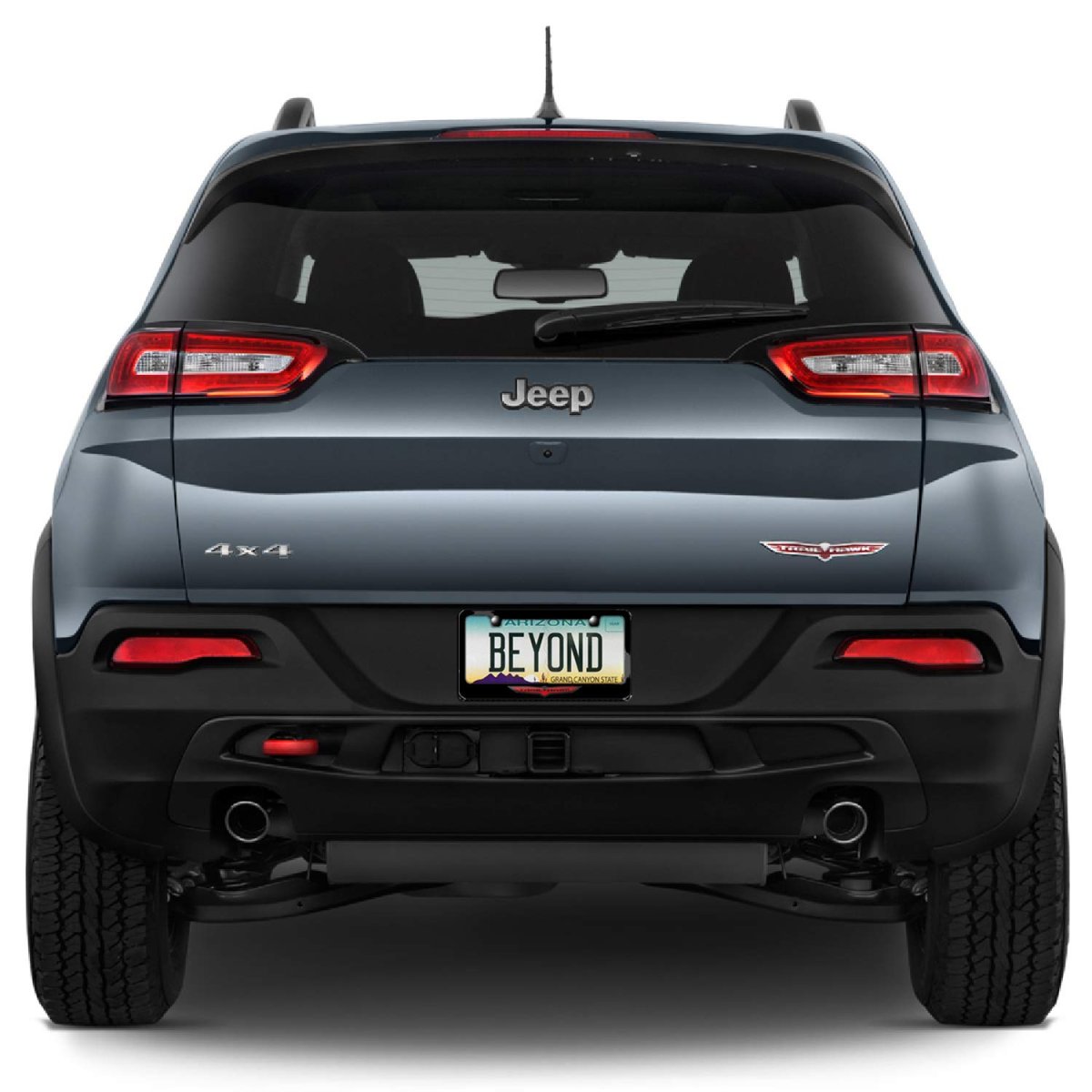 Jeep Trailhawk License Plate Frame 3d Dark Gray Letters On Black Metal Universal Fit For Car Suv Truck 12 In X 6 With Screw