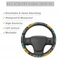 Uniceu Navajo Tribal Geometric Sunflower Car Steering Wheel Wraps 15 Inches Stretchy Anti Slip Auto Covers Decor Universal