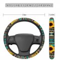 Uniceu Navajo Tribal Geometric Sunflower Car Steering Wheel Wraps 15 Inches Stretchy Anti Slip Auto Covers Decor Universal