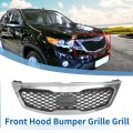 No 863502p000 Front Upper Hood Bumper Grille For Kia Sorento 2011-2013 Kidney Grill Black Silver Tone