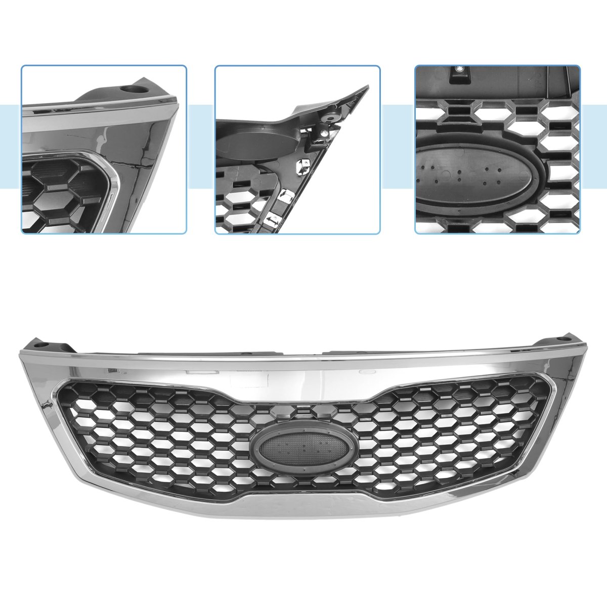 No 863502p000 Front Upper Hood Bumper Grille For Kia Sorento 2011-2013 Kidney Grill Black Silver Tone