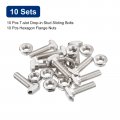 Uxcell M8x30mm T Slot Drop-in Bolt And M8 Hexagon Flange Nut Set 10 Sets Hammer Head-bolt T Shape Stud Sliding Screw For 40