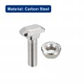 Uxcell M8x30mm T Slot Drop-in Bolt And M8 Hexagon Flange Nut Set 10 Sets Hammer Head-bolt T Shape Stud Sliding Screw For 40