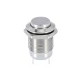 12mm 2 Pin Car Auto Push Button Switch Automatic Reset Metal Silver Tone 