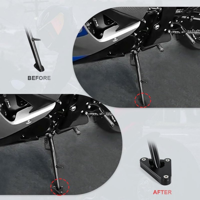 Motorcycle Side Stand Enlarger Fit For 2023 Gsxr600 750 Gsx-r600 Gsx-r750 2011-2023 Kickstand Shoes Extension Plate Black