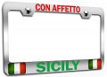 Con Affetto Sicily Italian Italy Chrome Metal License Plate Frame Tag Holder R47 