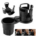 Qiilu Car Cup Holder Expander Adapter Water 2 In 1 360a Rotating Universal Vehicle Seat Bottle Mount Carrier