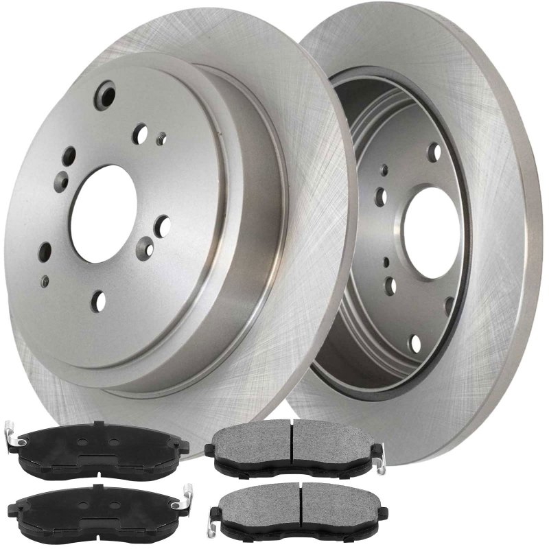Motorbymotor 313mm Rear Drilled Slotted Brake Rotors Ceramic Pad Kit Replacement For 2001-2006 Acura Mdx Awd 2003-2008 Honda