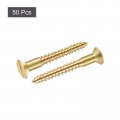 Uxcell Wood Screws M4 X 30mm Slotted Flat Head Brass Self-tapping Screw 50 Pcs