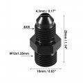 X Autohaux Black 4an Male To M12x1 25mm Metric Thread Fitting Adapter Flare Union Coupler Fuel Oil Line Hose End Aluminum Alloy