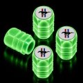 Ford Mustang Tri Bar White Green Glow In The Dark Tire Valve Caps Set Of 4 Universal Fit For Cars Trucks And Suvs 0 6 X 75 