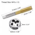 Tap And Die Set Metric M10 X 1 5 Hss High Speed Steel Titanium Plated Machine Straight Flute Thread Screw Alloy Round Threading