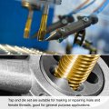 Uxcell Tap And Die Set Metric M10 X 1 5 Hss High Speed Steel Titanium Plated Machine Straight Flute Thread Screw Alloy Round