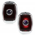G-plus Truck Red Polycarbonate Lens W Blue Jewel Rear Tail Lamps Black Housing Chrome Rim Right Pair Compatible With Chevy Bk