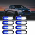 Wineco Blue White 8pcs Ultra Slim Led Emergency Strobe Police Lights Surface Mount Grill Grille Hazard Safty Warning Flashing 