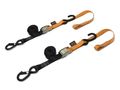 Powertye 1in X 6ft Cam Buckle Soft-tye Tie-downs W Latch Hook S-hook 400 Lb Wll 1 200 Breaking Strength - Black Orange Pair 