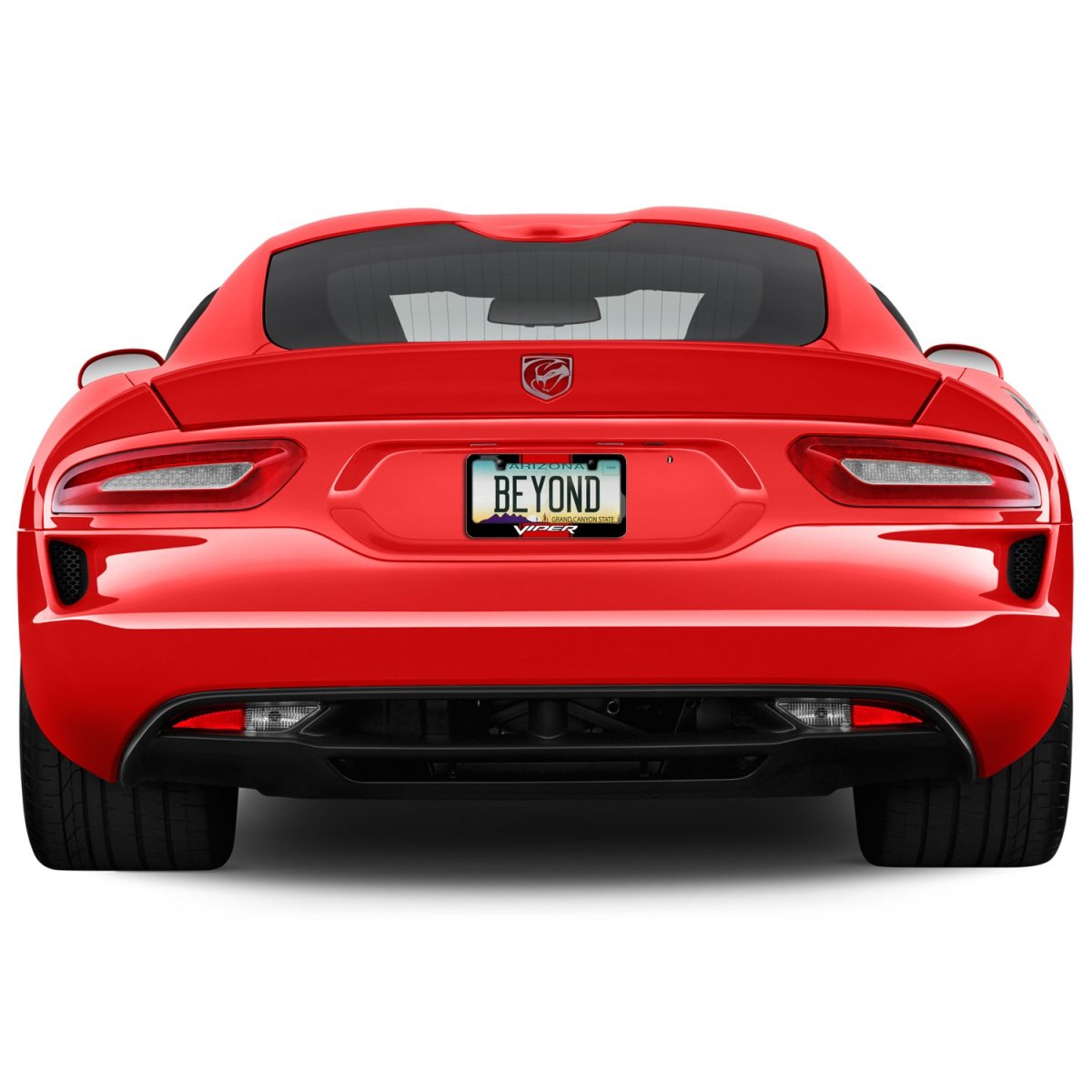 Dodge Viper Racing Stripe Black Metal License Plate Frame