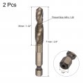 Uxcell Combination Drill And Tap Bit 1 4 Hex Shank M8 X 25 Metric Titanium Coated High Speed Steel 6542 Spiral Flute Drilling