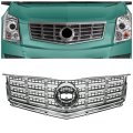 Front Bumper Grille For 2013-2016 Cadillac Srx Replacement 22738992 Plastic Chrome Silvery Black 