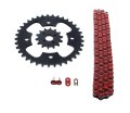 Polaris 500 Predator Chain And Sprocket Kit 2003 2004 Red Non O Ring 520 94 14 Tooth Front 37 Rear Steel Sprockets 