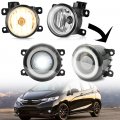 Jdm Led Fog Lamp Assembly Replacement For Honda 2016-2021 Civic 15-20 Fit 13-15 Accord 19-20 Hrv Xenon White Halo Drl Driving