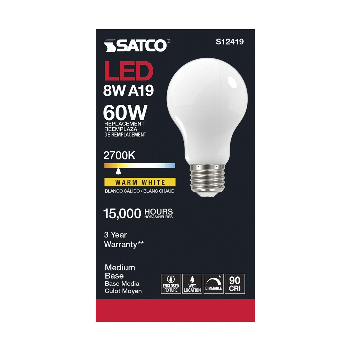 Satco 24 Pack Dimmable Led Filament Lamps S12419 High Lumens 8 2 Watt A19 Soft White Medium Base 2700k 90 Cri 120 Volt For Use
