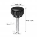 Uxcell 20pcs M6 X 30mm Male Thread Knurled Knobs Thumb Screws Clamping Grip 25mm Plastic Round Head Hand Thumbscrews Black