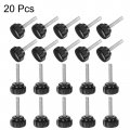 Uxcell 20pcs M6 X 30mm Male Thread Knurled Knobs Thumb Screws Clamping Grip 25mm Plastic Round Head Hand Thumbscrews Black