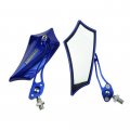 Blue Universal Motorcycle Rearview Side Mirrors For Scooter Atv Street Bike 8mm Or 10mm Thread 360 Degrees Rotary Adjustable 