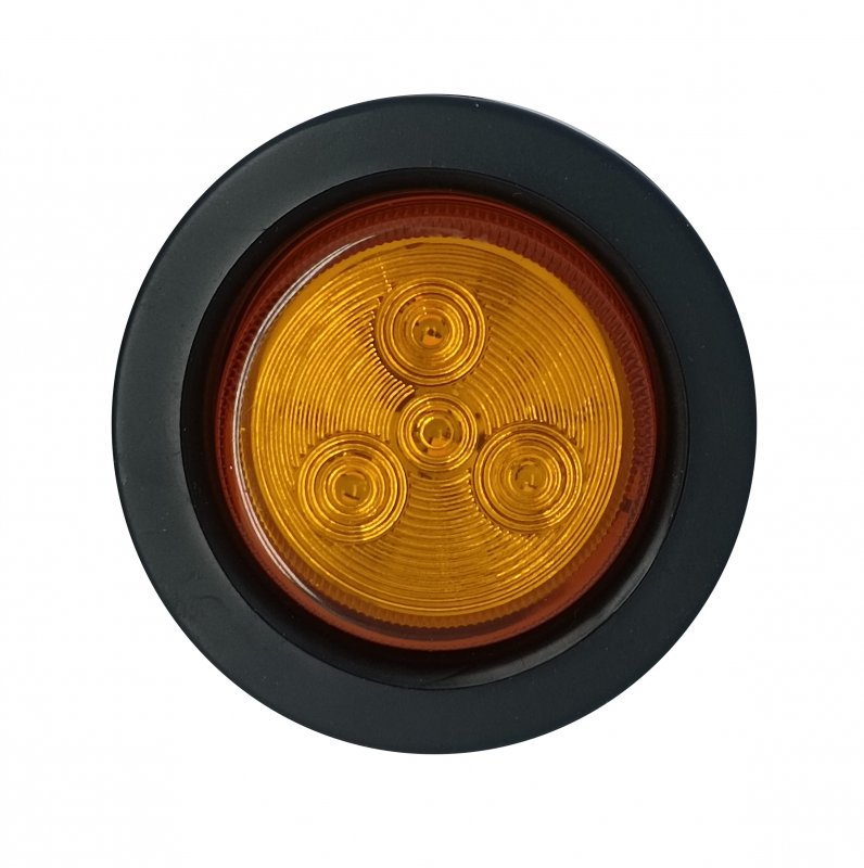 Amber Round Led Trailer Side Marker Clearance Lights 2 In Waterproof V High Brightness Lamps With Grommets And Pin Plugs 2 Pack