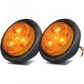 Amber Round Led Trailer Side Marker Clearance Lights 2 In Waterproof V High Brightness Lamps With Grommets And Pin Plugs 2 Pack 