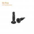 Uxcell St4 2x19mm Sheet Metal Screws 50pcs Black Oxide Zinc Plating Flat Head Phillips Drive Self Drilling