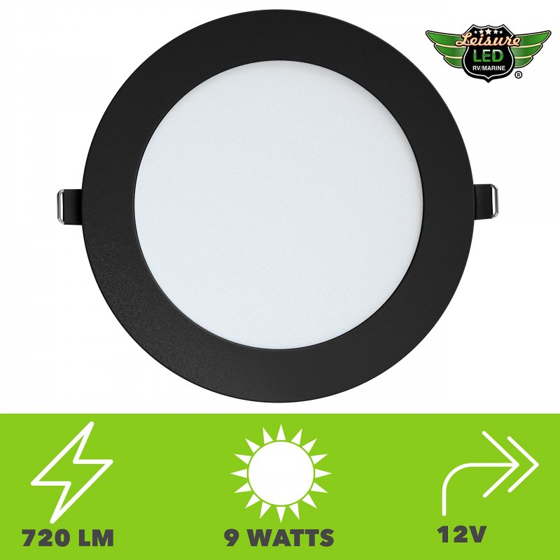 5 Pack Rv Boat Recessed Ceiling Light 75 In Super Slim Led Panel Downlights 720 Lumen Dc 12v 9w Full Aluminum Cool White Black