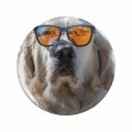 1080 Graphics Cool Dog Sticker With Glasses Doggo Key Chain Double Sided Stainless Steel Keychain 