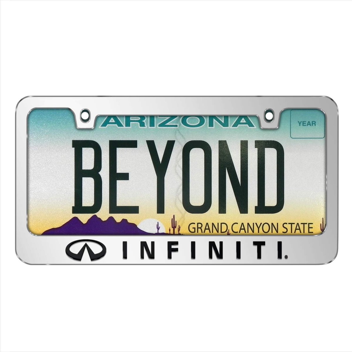 Infiniti Logo 3d Embossed Mirror Chrome Metal License Plate Frame For Qx80 Qx60 12x6 In Universal Fit Car Attachment With Screw