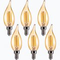 Flsnt Ca11 E12 Led Candelabra Bulbs Dimmable Chandelier Light 40w Equivalent 2200k Warm White 330lm Amber Glass Finishing 6 