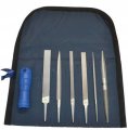 Precision File Set Of 6 With Handle Swiss Pattern Steel Files For Jewelry And Detail Work In 8 Canvas Pouch Model 31 013 