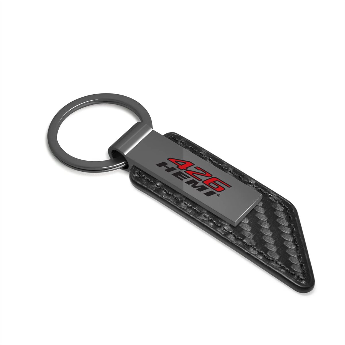 Hemi 426 Pu Leather Carbon Fiber Texture Strap Black Metal Bar Key Chain Official Licensed 3 75 In X 1 Modern Style Keychain