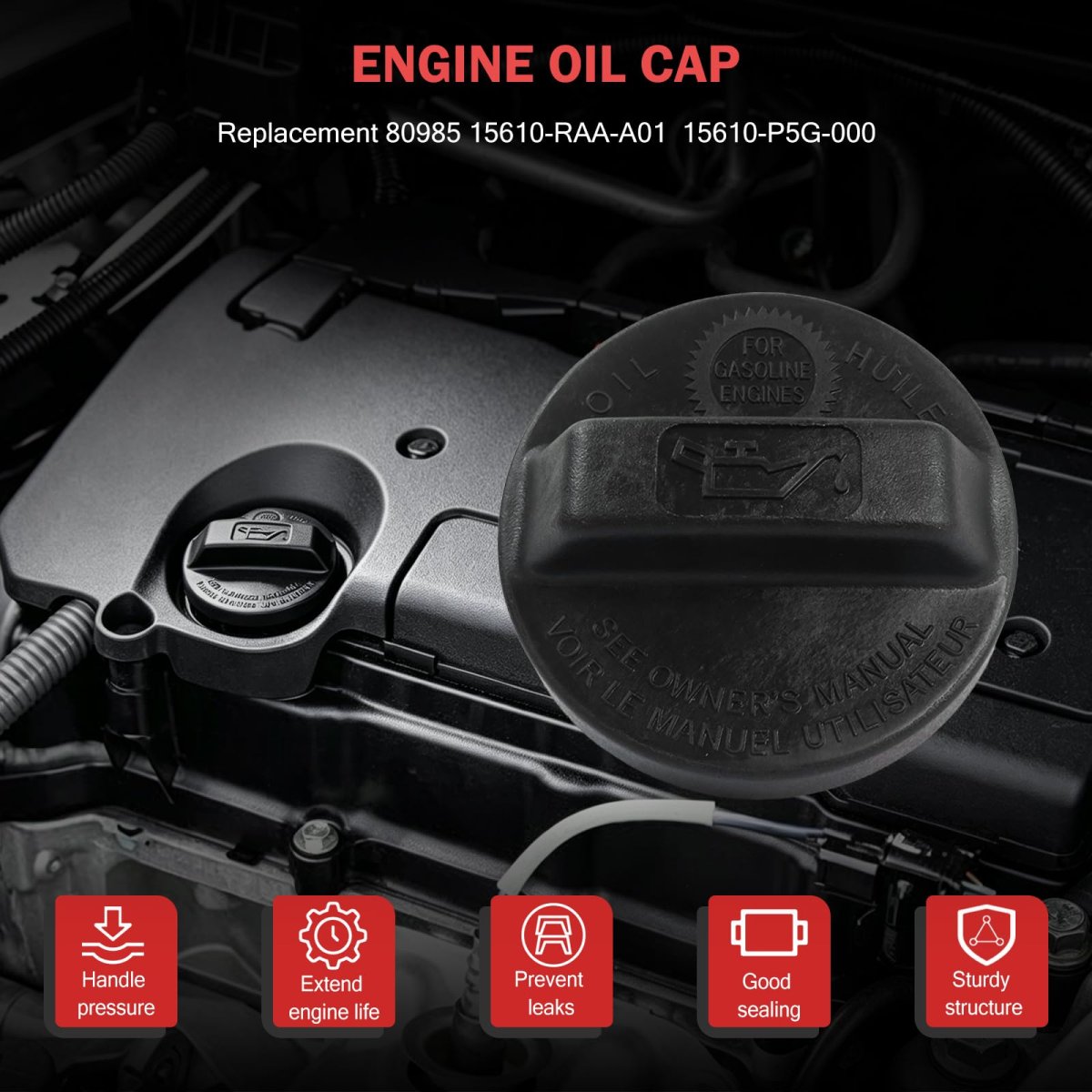 2x 80985 Engine Oil Fill Cap For 2003-2019 Honda Accord